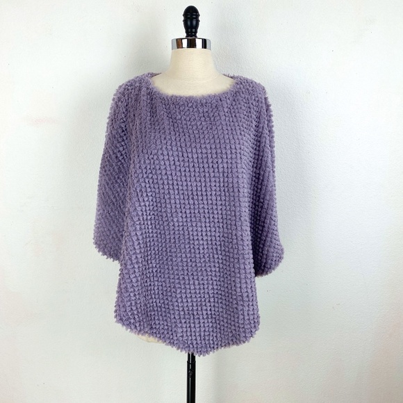 Black Rivet Lavender Purple Faux Fur Fluffy Poncho Size L/XL Boho Gypsy Festival - Picture 1 of 8